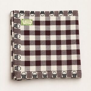 Homespuns Burgundy Gingham Cotton Table Runner 54" Farmhouse Basket Border